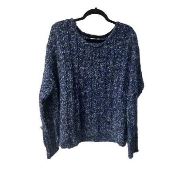 GAP Sweater Chunky Knit Pullover Womens XL Crewneck Blue Alpaca Fisherman Gorp - Picture 1 of 6
